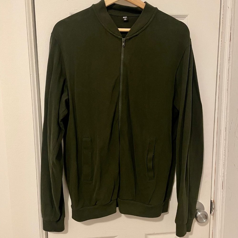Men's Dark Green Uniqlo Zip Up Sweater Jacket (M)